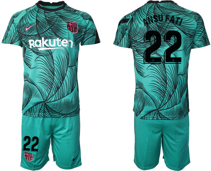 Men 2021 Barcelonagreen training suit #22 soccer jerseys